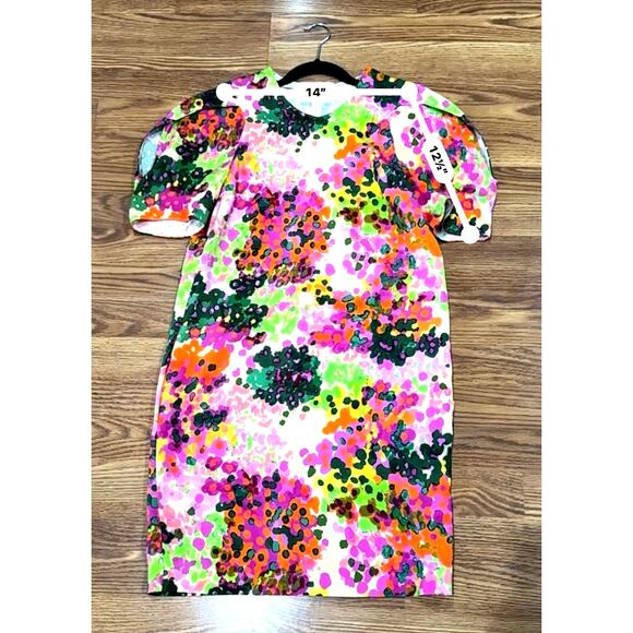 STELLA MCCARTNEY Silk Blend Malia Puff-Sleeve Floral Dress 42 - Picture 8 of 16